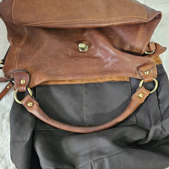 Amber Rose Brown Leather Shoulder Bag Boho Fur Flaw - Picture 15 of 16